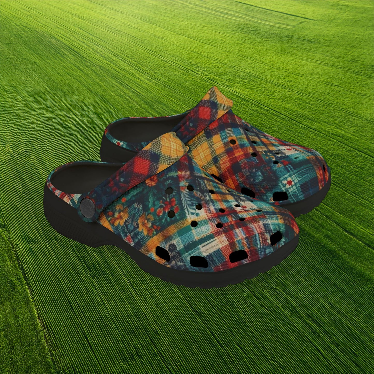 Floral Plaid Kid's Foam Clogs