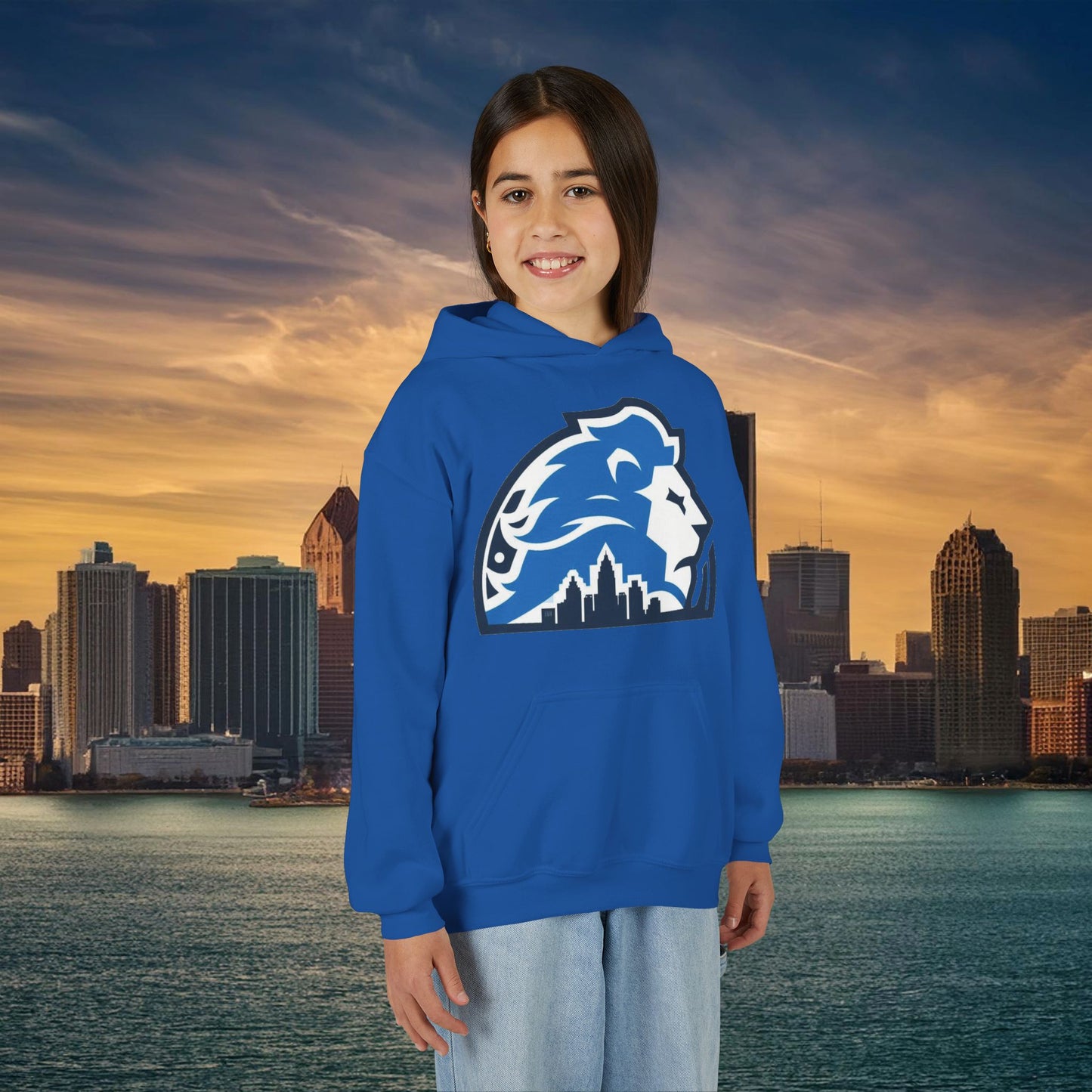Detroit Football Skyline Youth Hoodie
