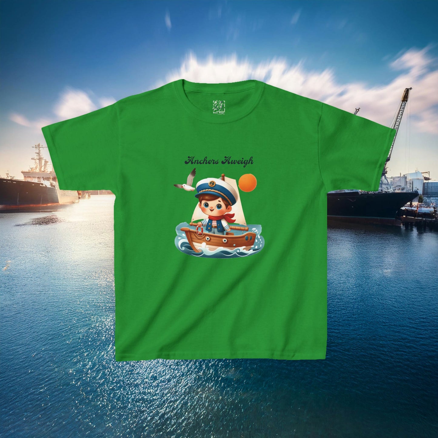 Navy Anchors Aweigh Kids Tee