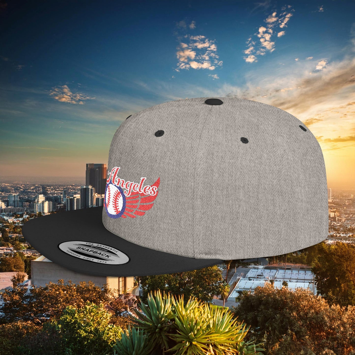 LA Baseball Wings Flat Bill Snapback Hat