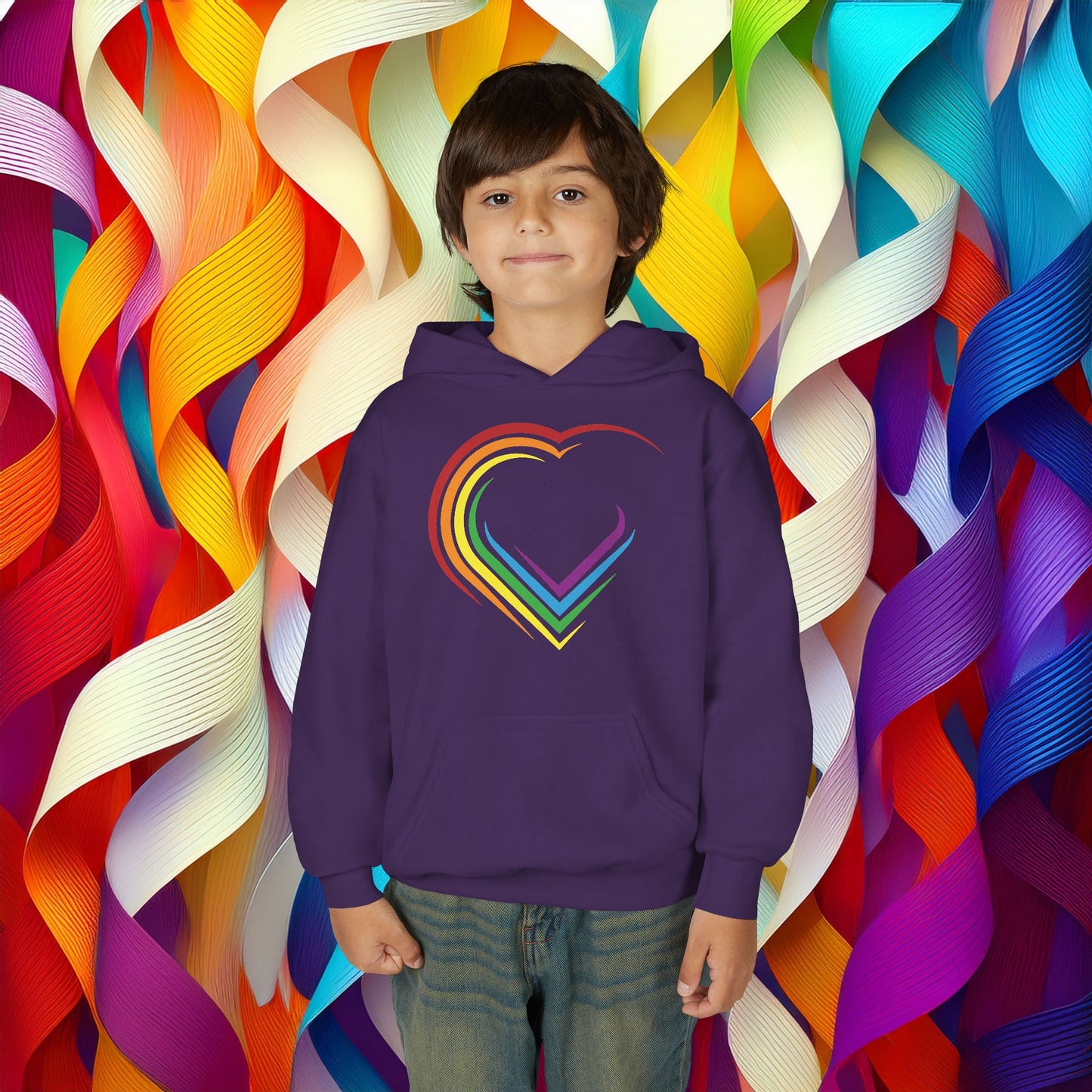 Rainbow Heart Youth Hoodie