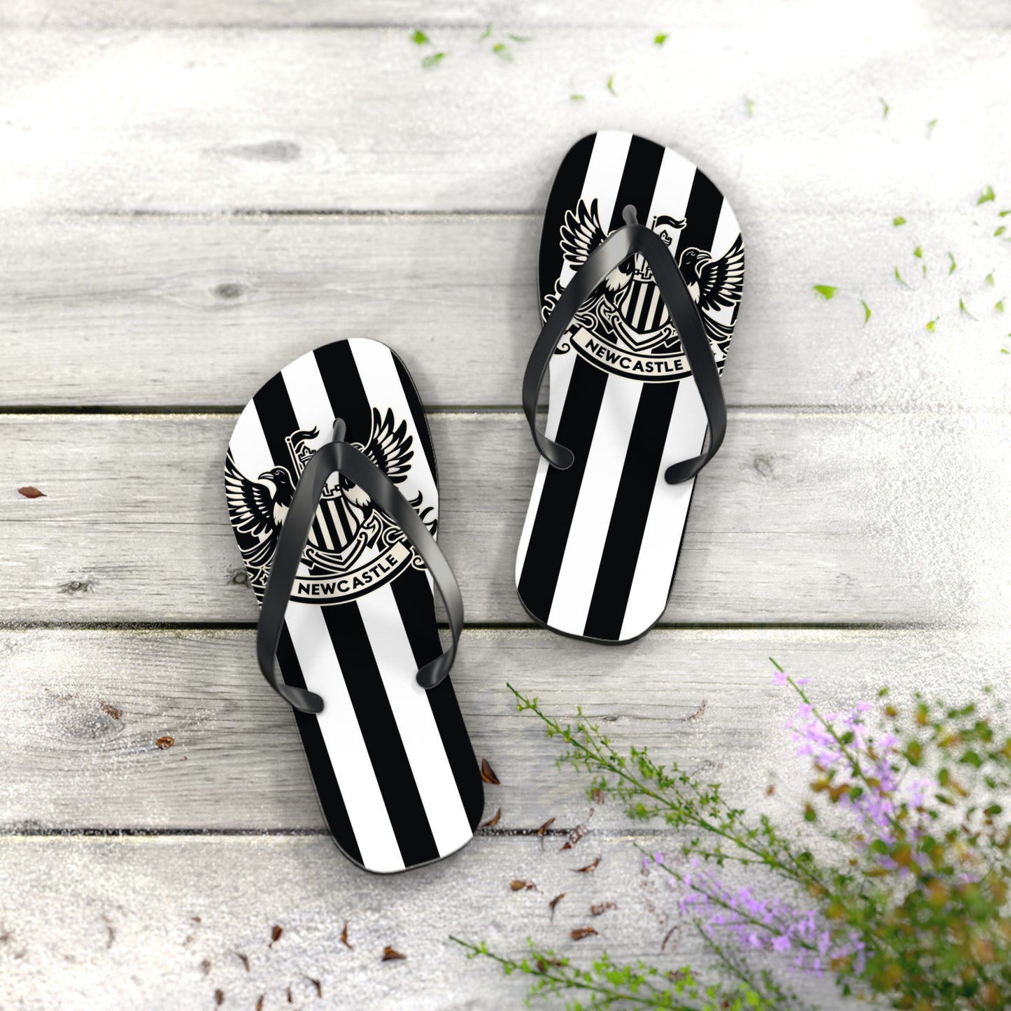 Newcastle United B&W Crest Flip Flops