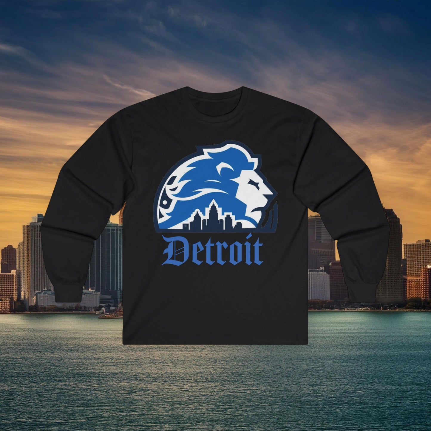 Detroit Football Skyline Long Sleeve Tee