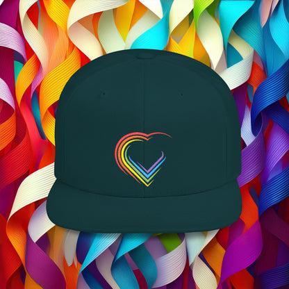 Rainbow Heart Flat Bill Snapback