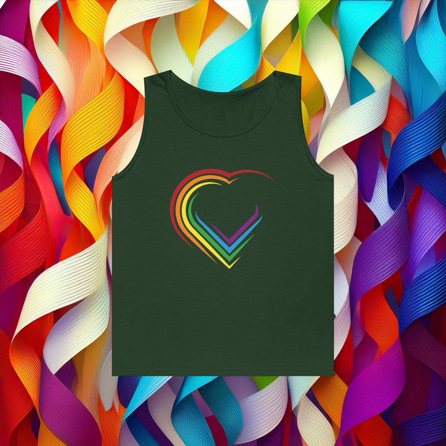 Rainbow Heart Unisex Tank Top