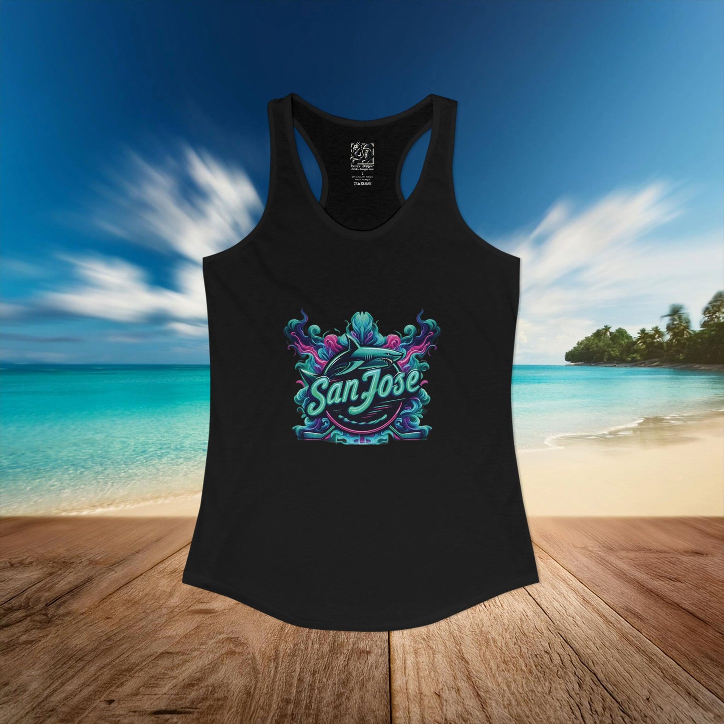 San Jose Hockey Neon Women's Ideal Racerback Tank