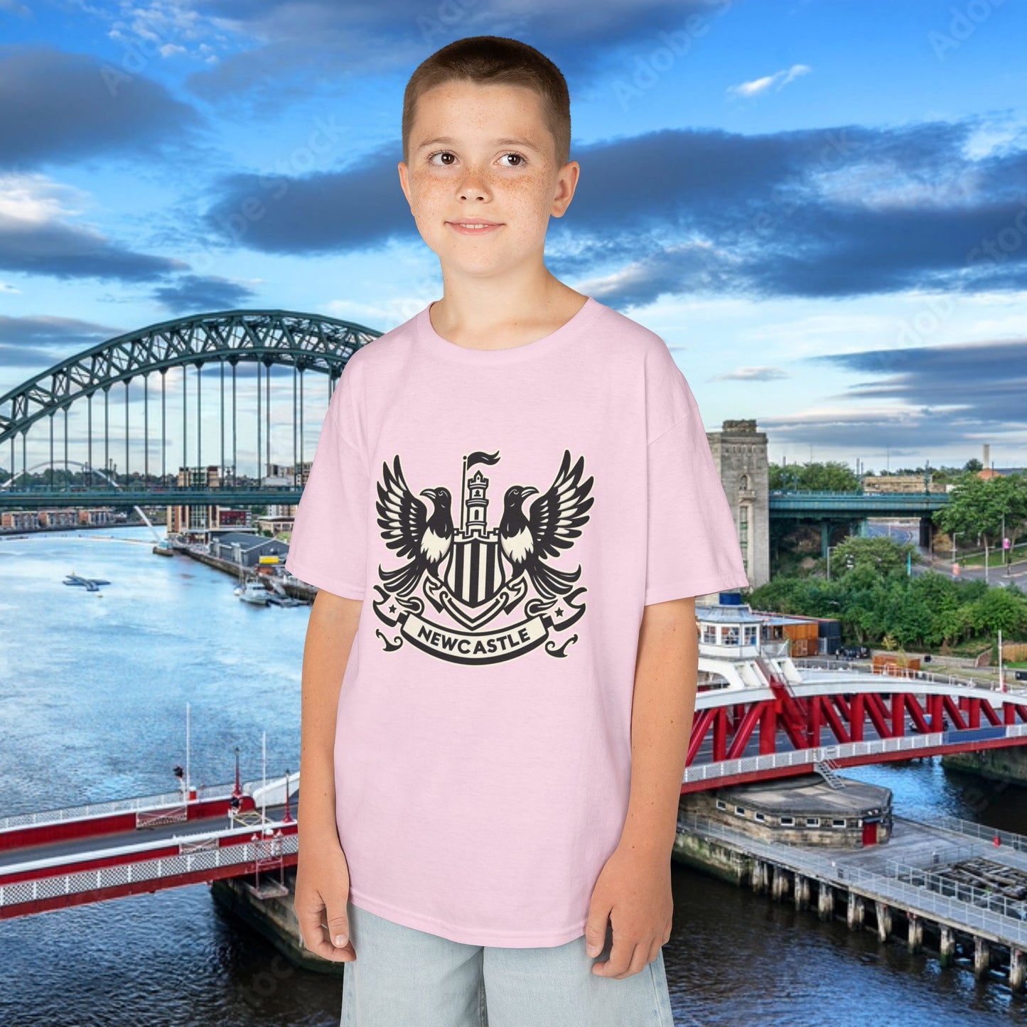 Newcastle United B&W Crest Kids Tee
