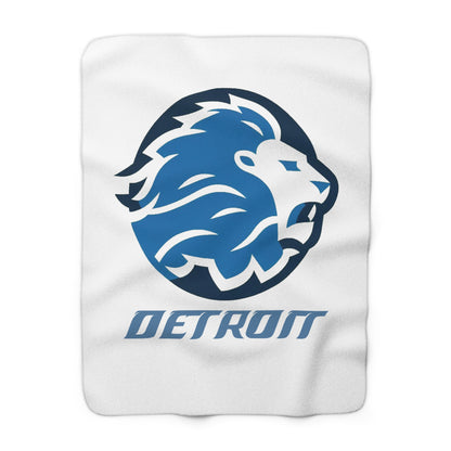 Detroit Football Blue Logo Sherpa Fleece Blanket