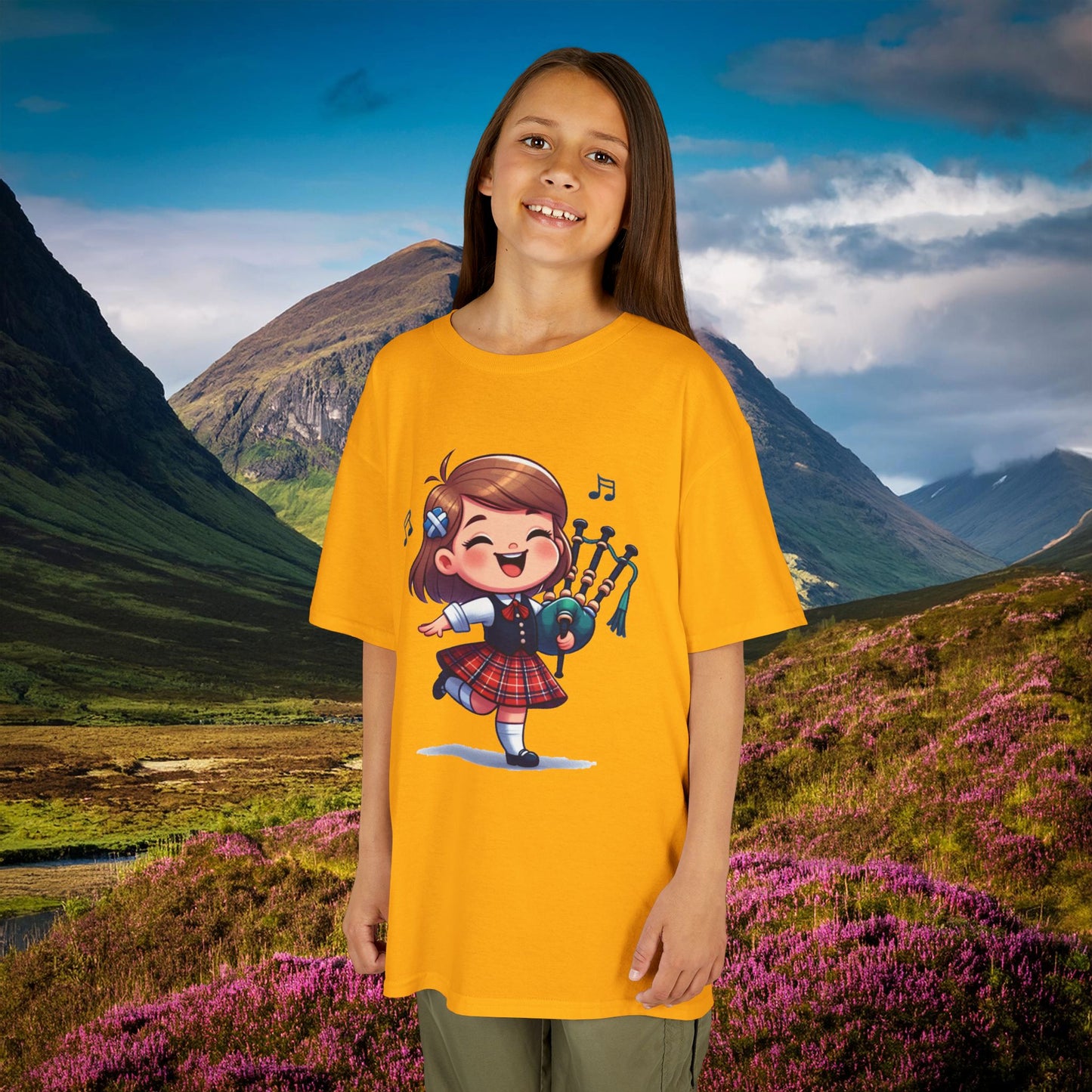 Scotland Piper Lassie Kids Tee
