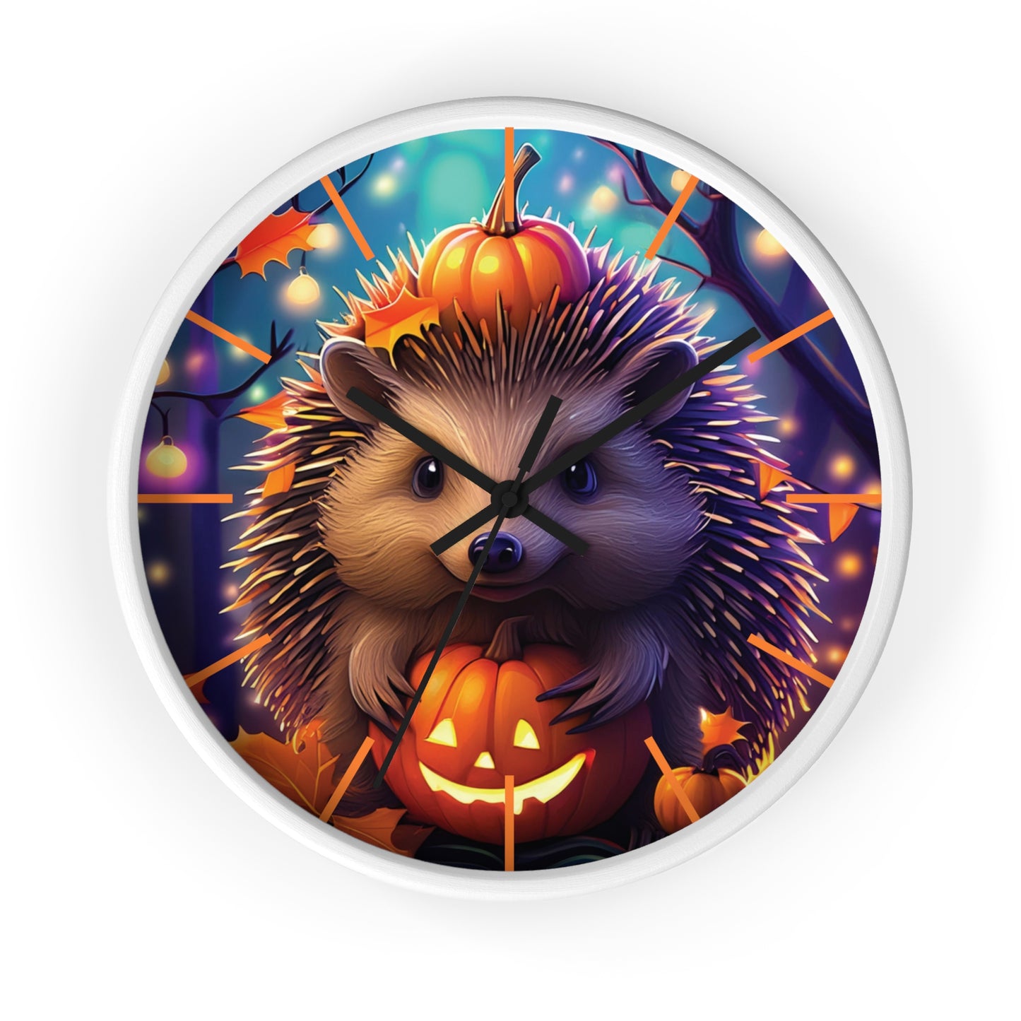 Halloween Hedgehog Wall Clock