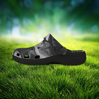 Black and White Marble Pattern Kid's Foam Clogs