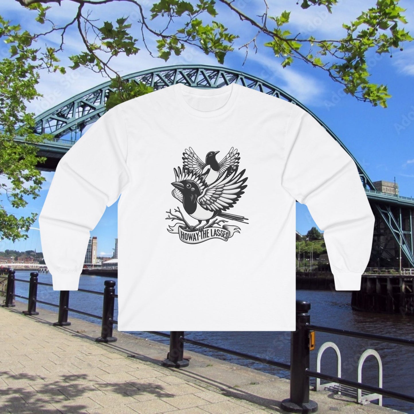 Newcastle United Howay The Lasses B&W (Twin Mags) Long Sleeve Tee