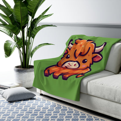 Highland Coo Sherpa Fleece Blanket