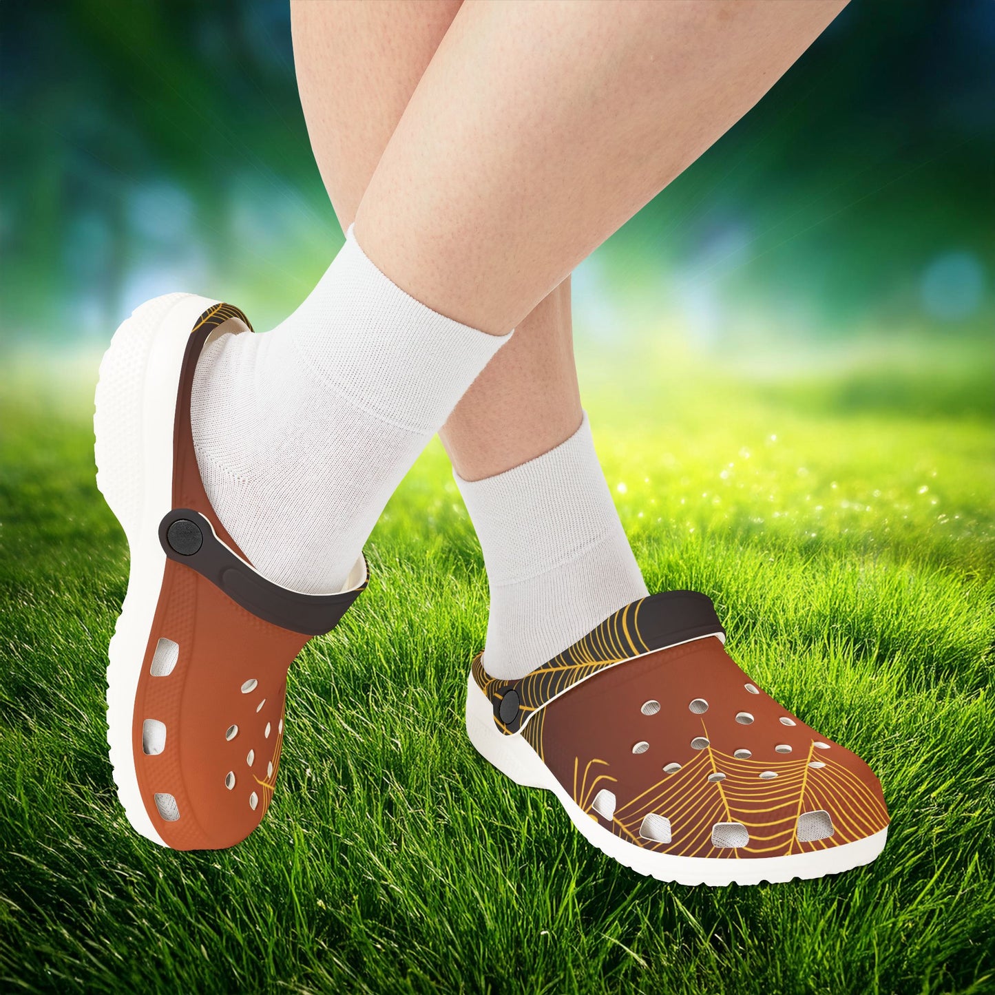 Orange Spider Web Foam Clogs