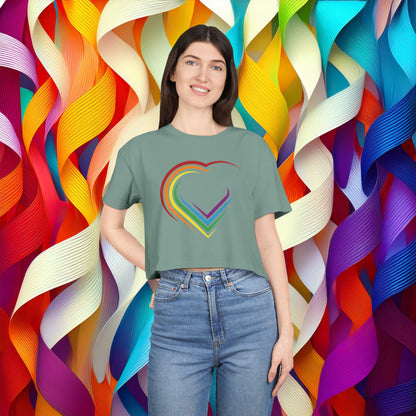 Rainbow Heart Women's Crop Tee