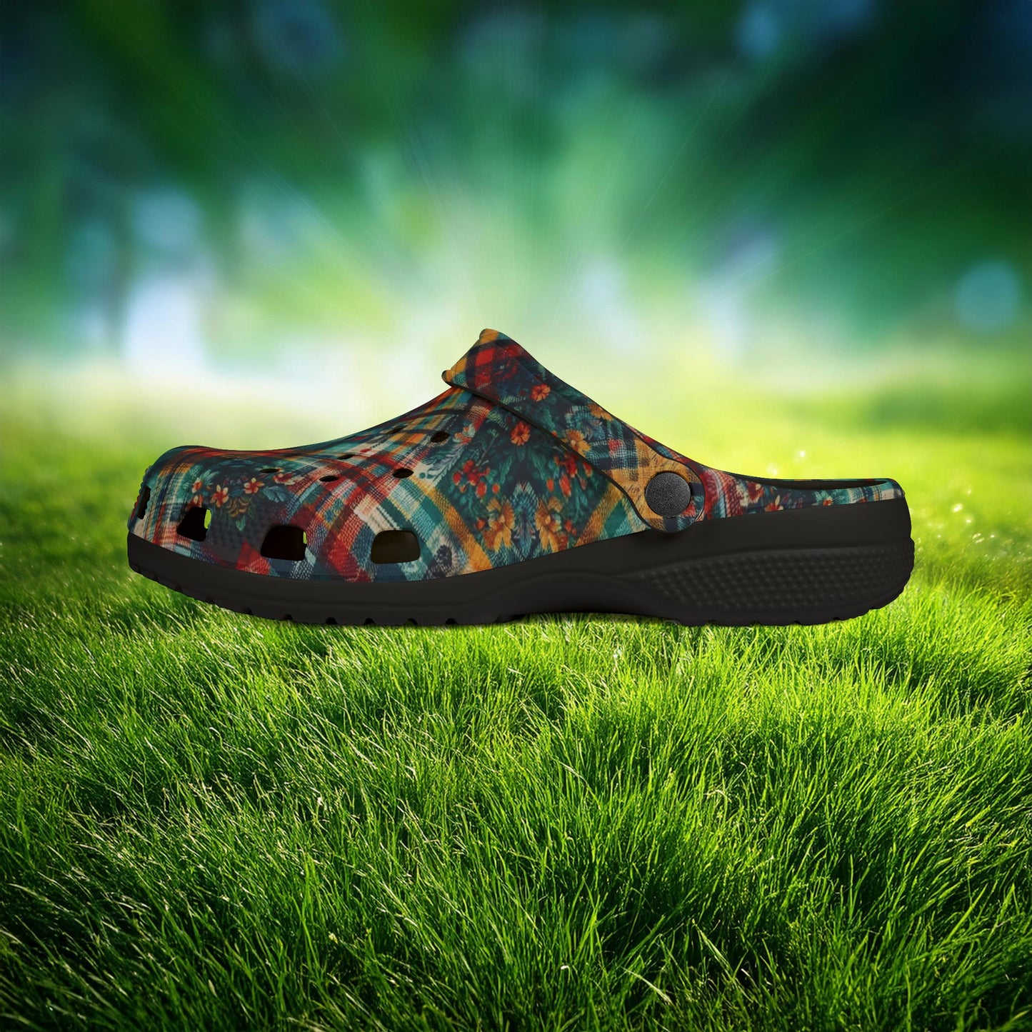 Floral Plaid Foam Clogs