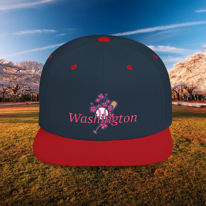 Washington Cherry Blossom Flat Bill Snapback