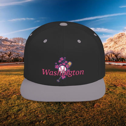 Washington Cherry Blossom Flat Bill Snapback