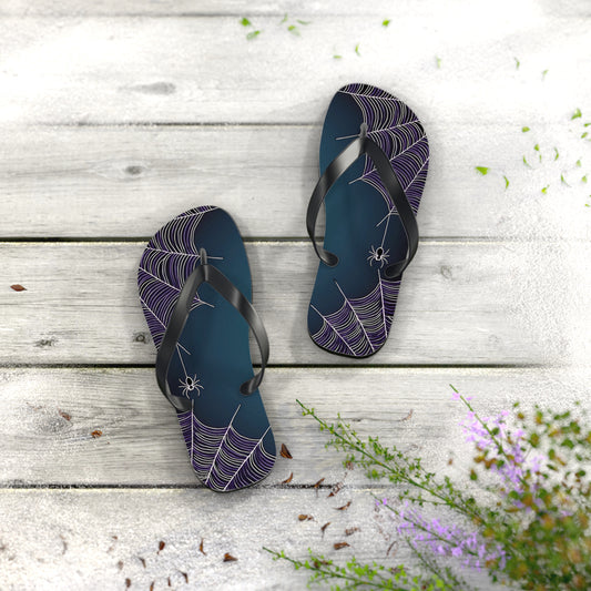 Blue Spider Web Flip Flops