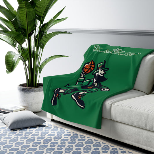 Boston Basketball Logo Sherpa Fleece Blanket