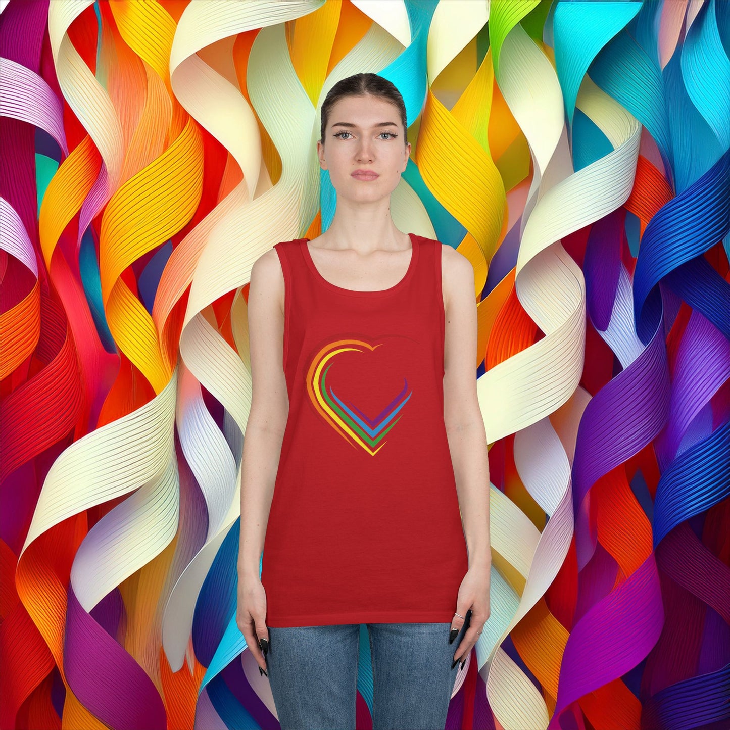 Rainbow Heart Unisex Tank Top