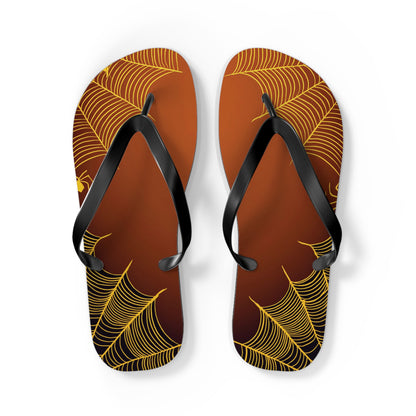 Orange Spider Web Flip Flops