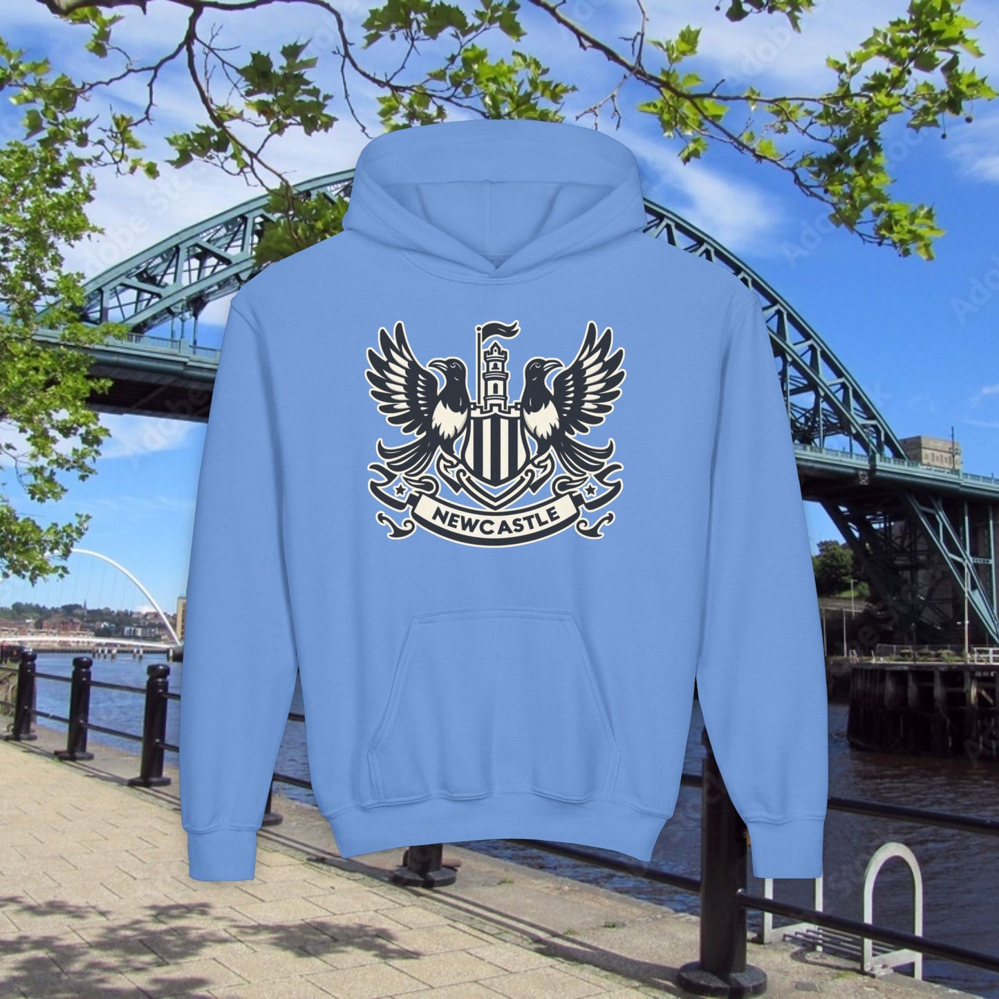 Newcastle United B&W Crest Youth Hoodie