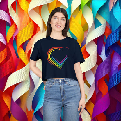 Rainbow Heart Women's Crop Tee