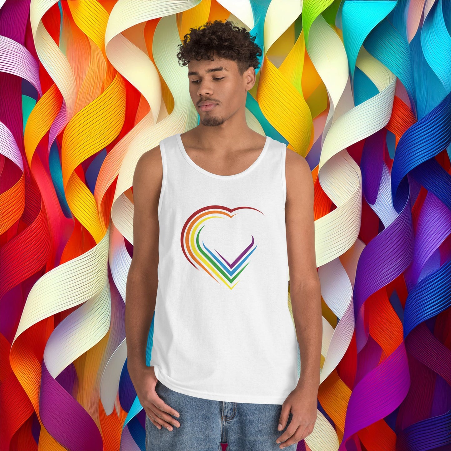 Rainbow Heart Unisex Tank Top