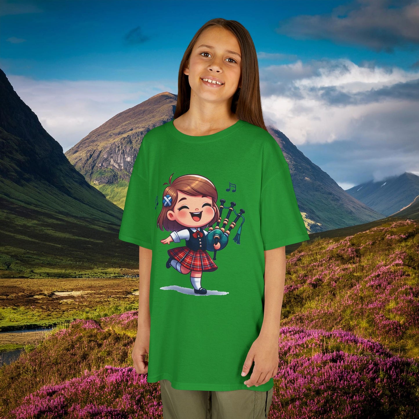 Scotland Piper Lassie Kids Tee