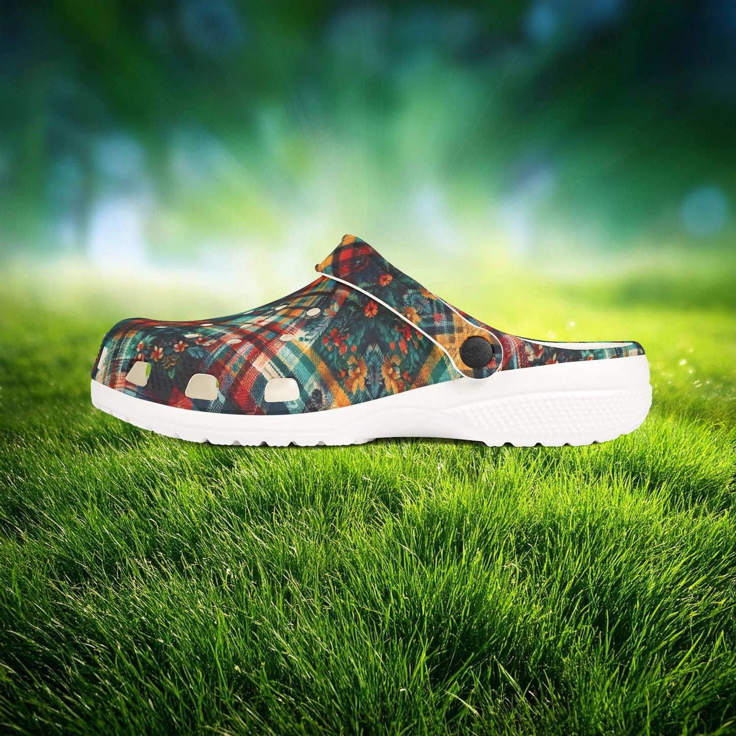 Floral Plaid Foam Clogs