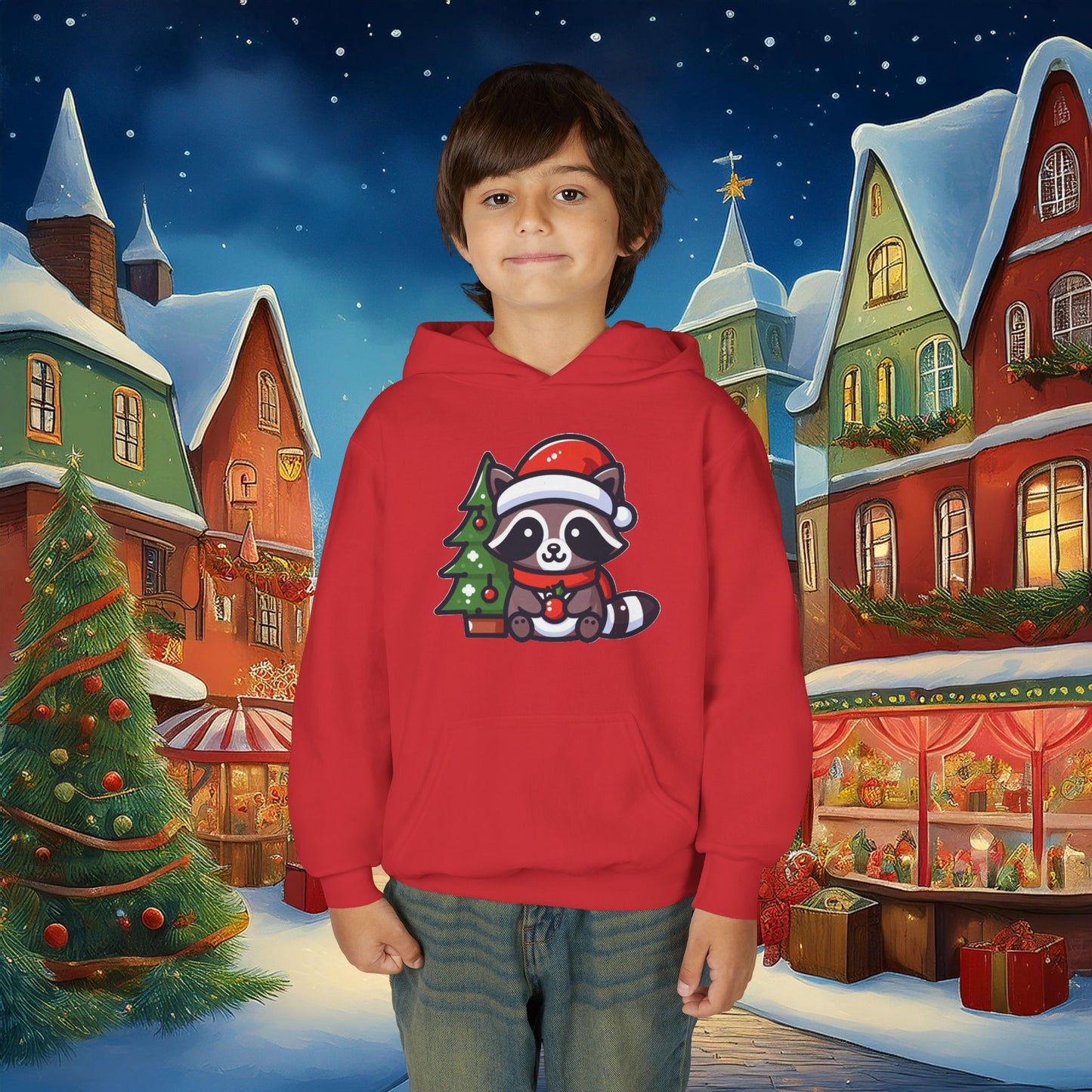 Christmas Raccoon Youth Hoodie