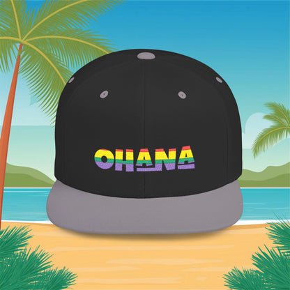 Rainbow Ohana Flat Bill Snapback