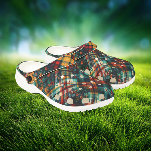 Floral Plaid Foam Clogs