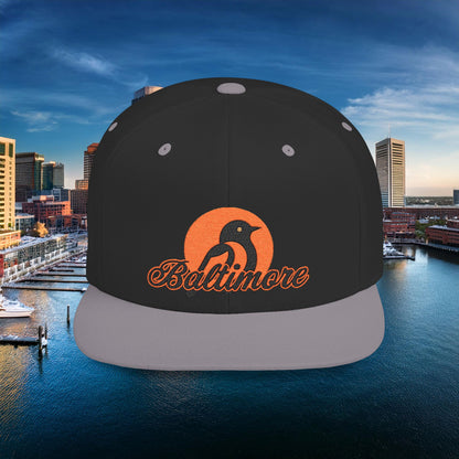 Baltimore Oriole Flat Bill Snapback