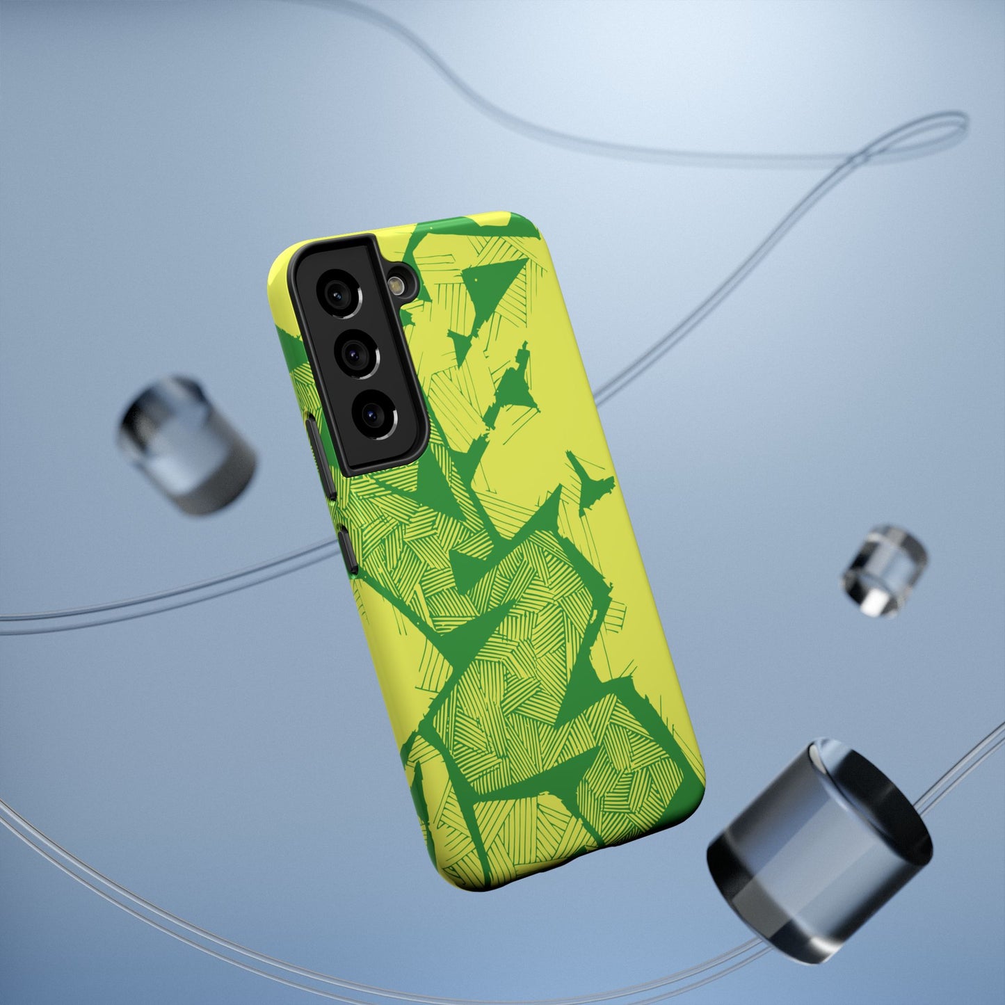 Electric Green and Gold Impact-Resistant Phone Case