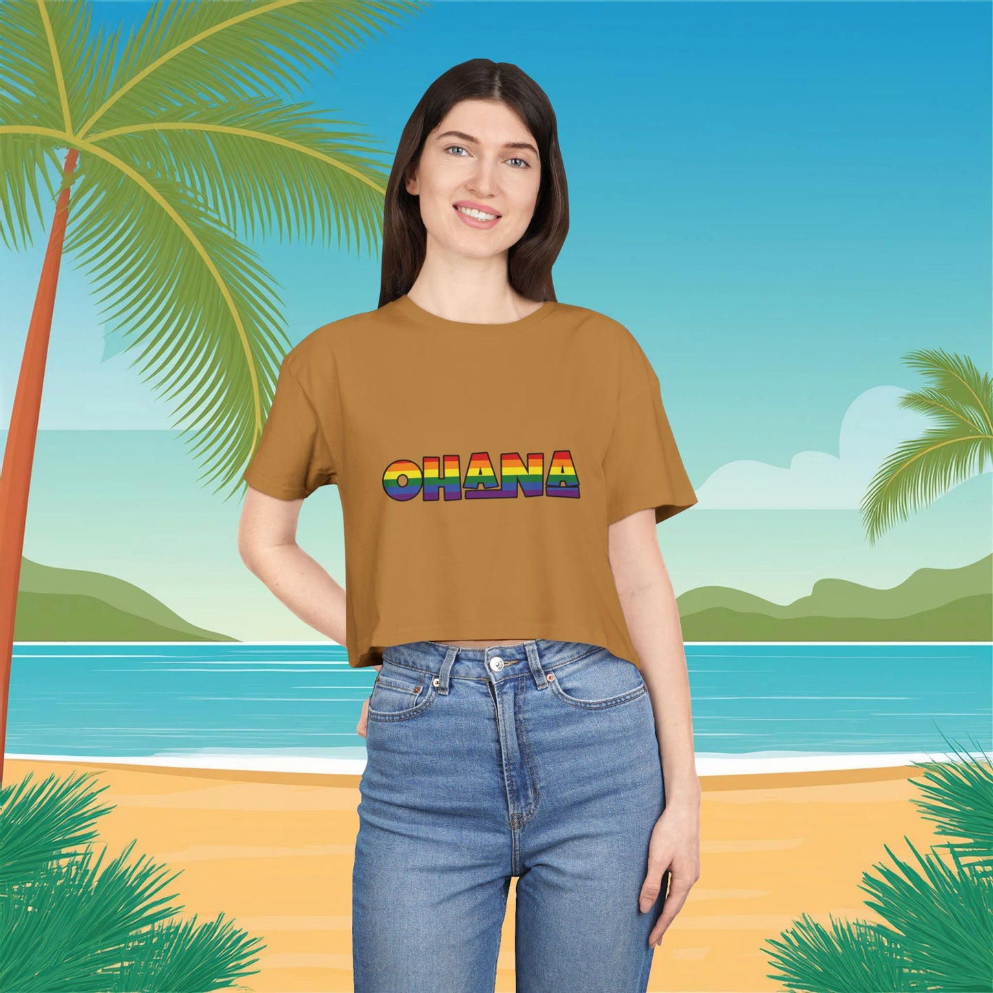 Rainbow Ohana Women's Crop Tee