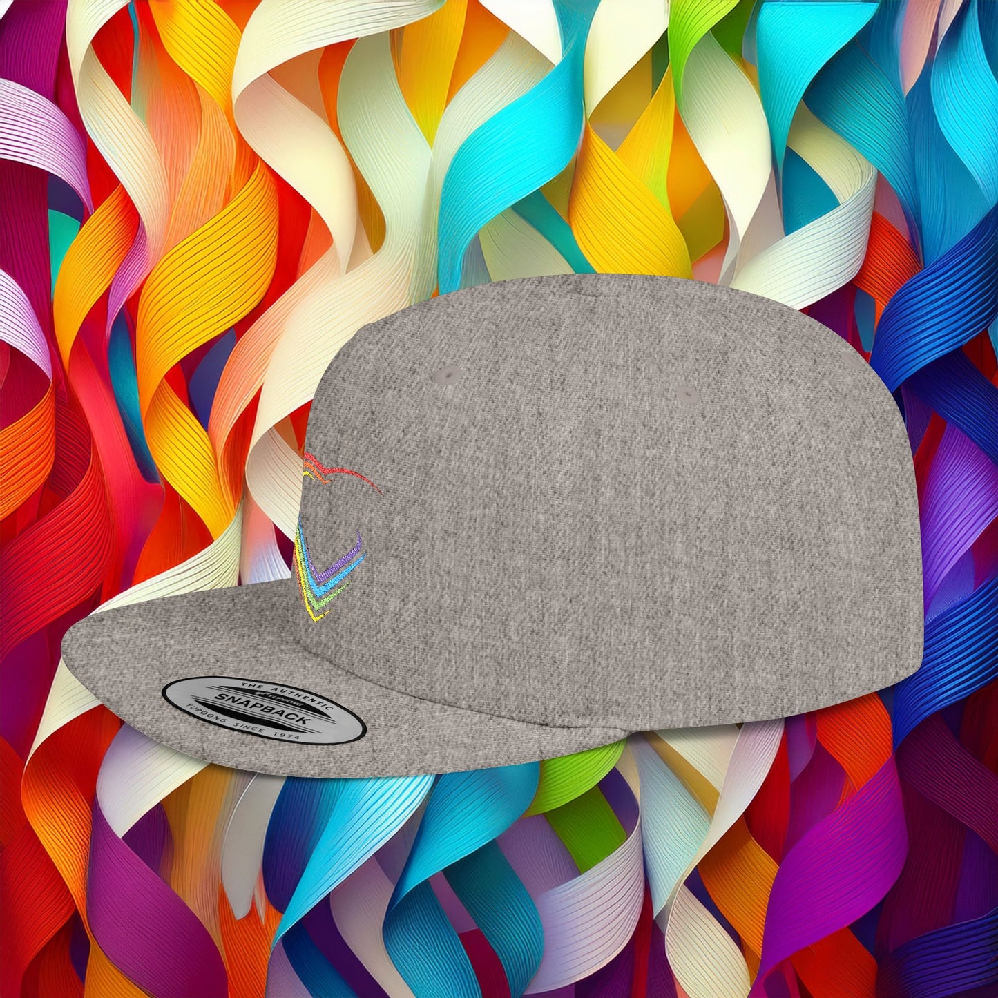 Rainbow Heart Flat Bill Snapback