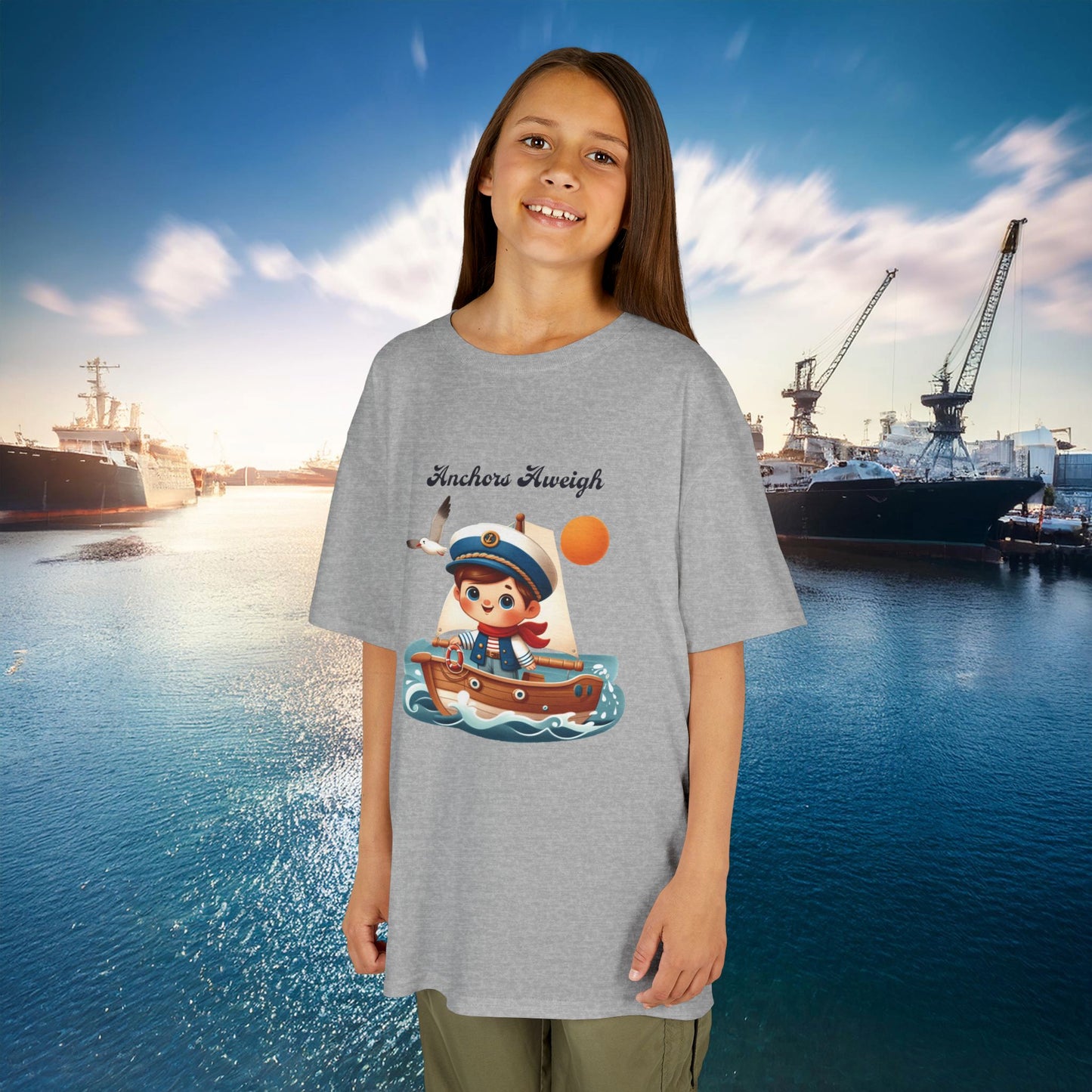 Navy Anchors Aweigh Kids Tee