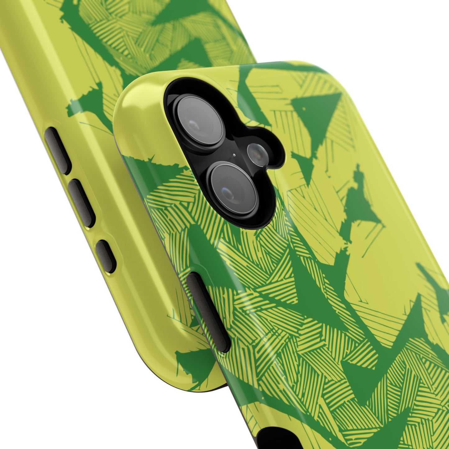 Electric Green and Gold Impact-Resistant Phone Case
