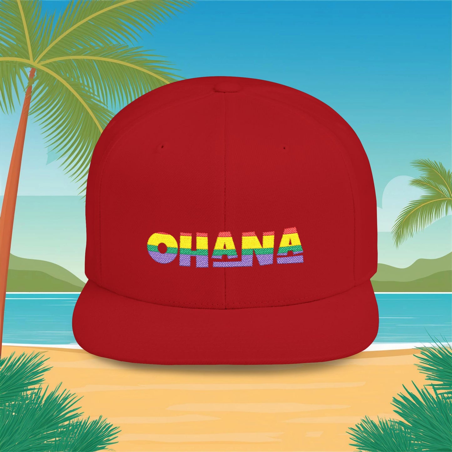 Rainbow Ohana Flat Bill Snapback
