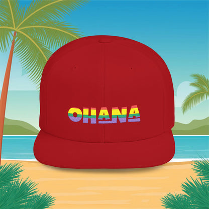 Rainbow Ohana Flat Bill Snapback