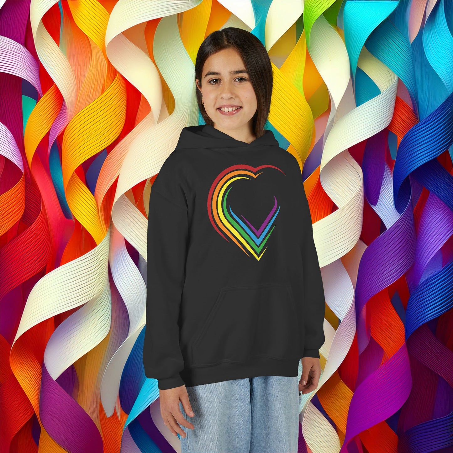Rainbow Heart Youth Hoodie