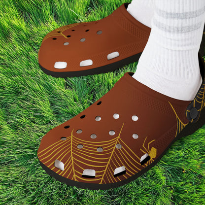 Orange Spider Web Foam Clogs