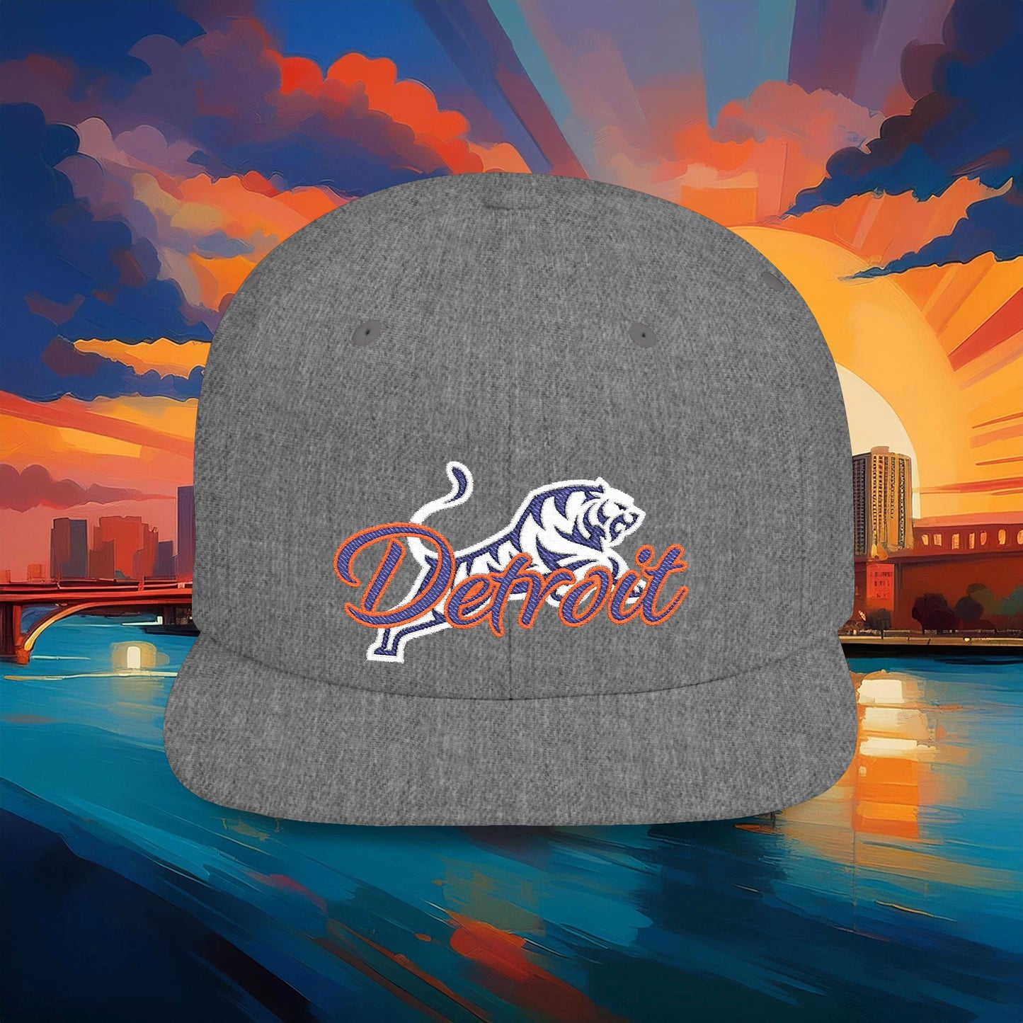 Detroit White Tiger Flat Bill Snapback