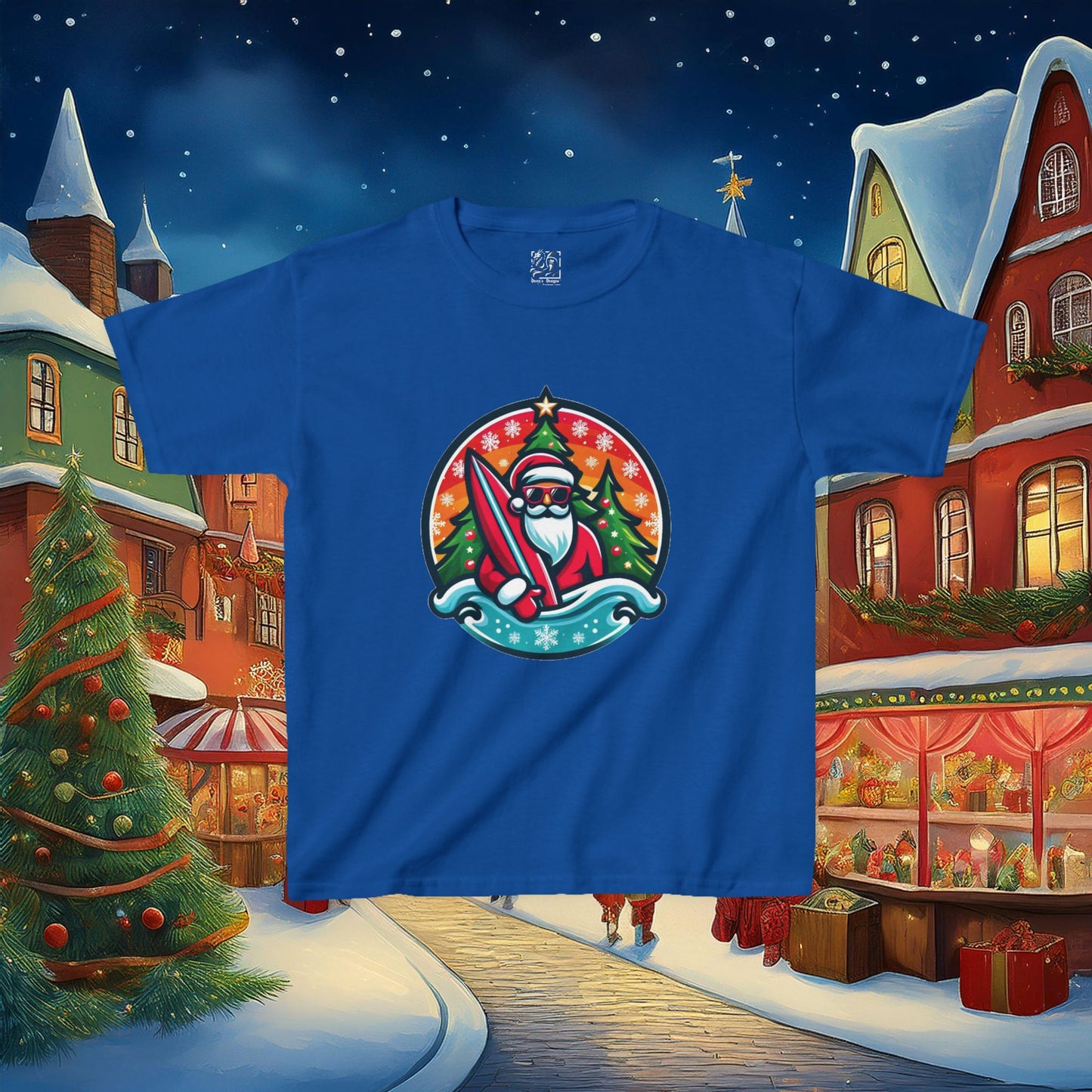 Catching Waves Santa Kids Tee