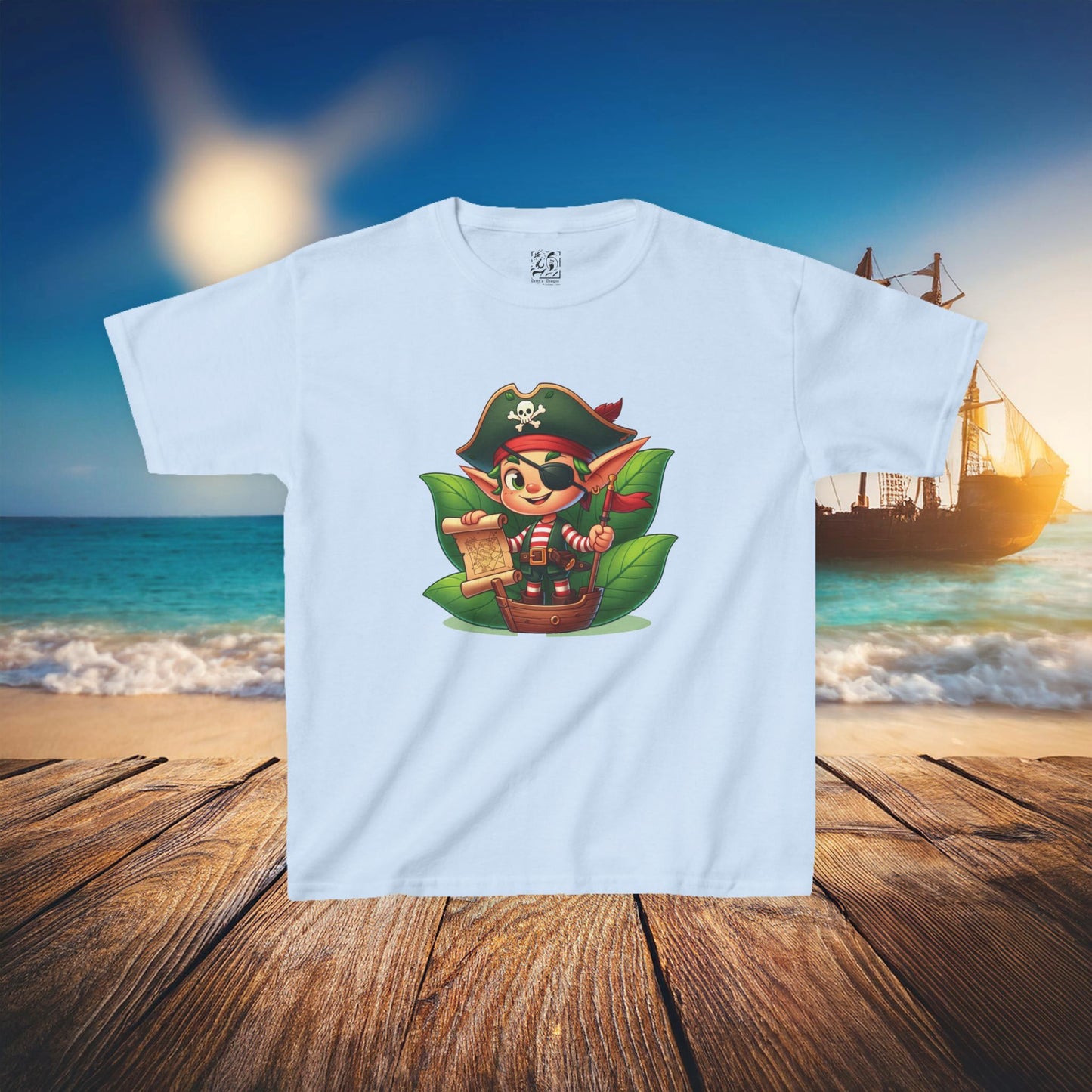 Elf Pirate Treasure Map Kids Tee
