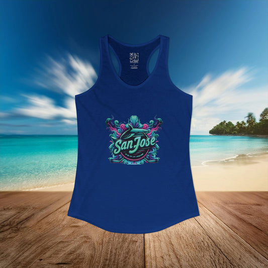 San Jose Hockey Neon Women's Ideal Racerback Tank