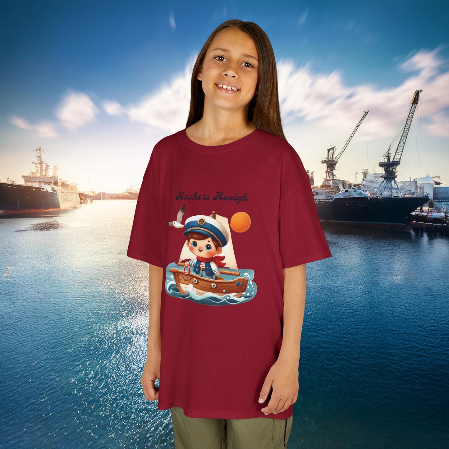 Navy Anchors Aweigh Kids Tee