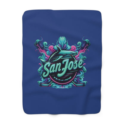San Jose Hockey Neon Sherpa Fleece Blanket